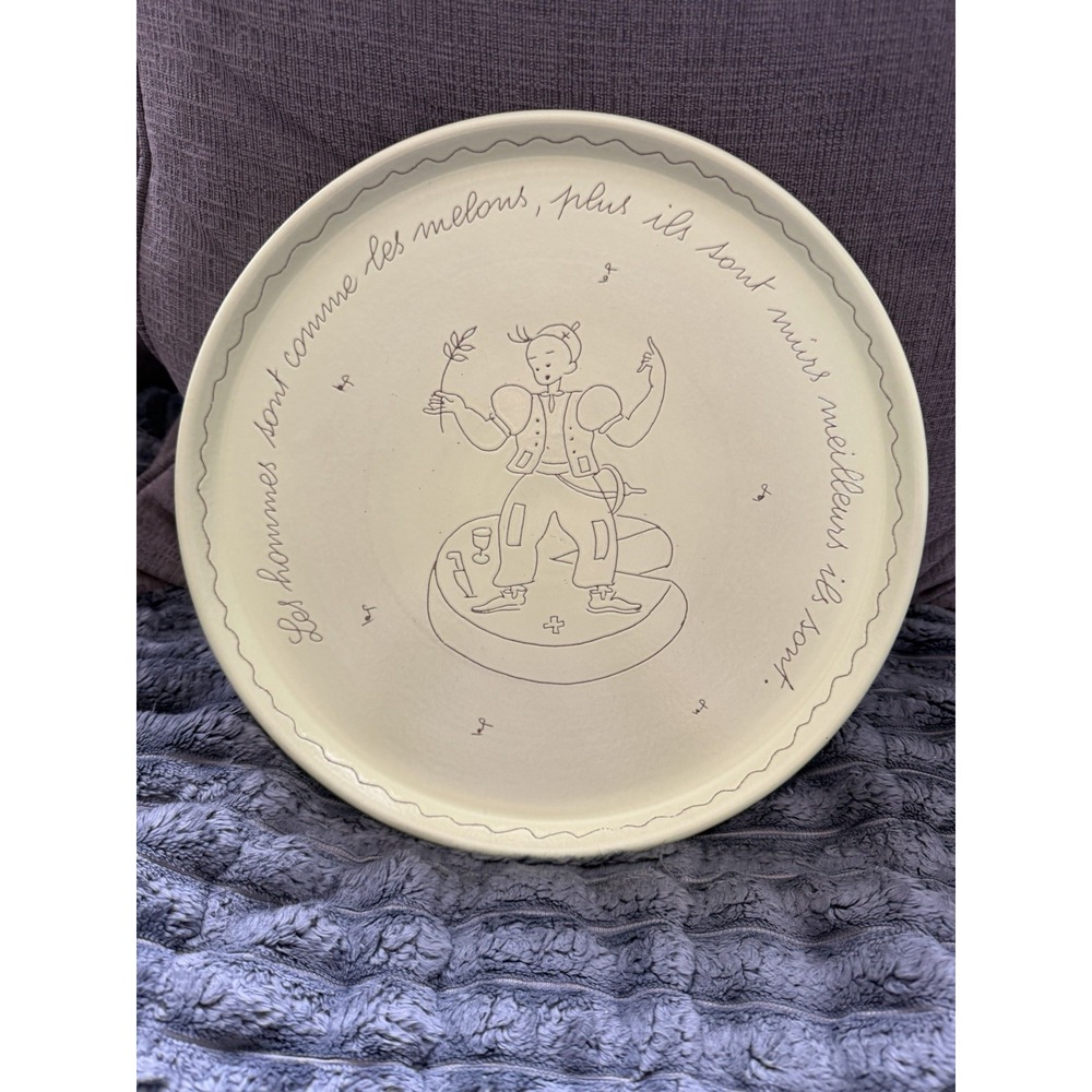 Vintage P.M. Suisse Humorous French Proverb Ceramic Plate "Men Are Like Melons"